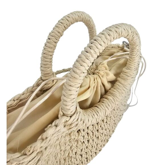 Half Round Woven Women's Straw Crossbody Bag - Picture 4 of 8